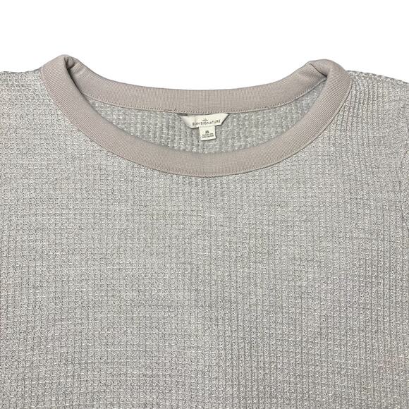 L.L. Bean Signature Brushed Back Waffle Boatneck Sweater Light Gray Size Medium - Picture 4 of 11